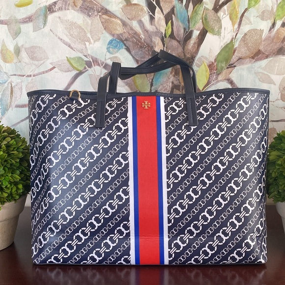 TORY BURCH 💙NAVY💙 GEMINI LINK TOTE BAG 🌟EUC🌟 - Picture 9 of 17